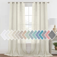 H.VERSAILTEX Linen Sheer Curtains Semi Sheer Light Filtering Window Drapes 2 Panels