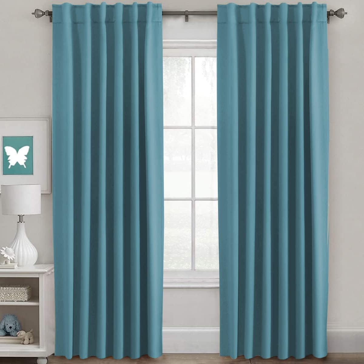 2pcs H.VERSAILTEX Blackout Curtains Thermal Insulated Window Treatment Panels Room Darkening Blackout Drapes for Living Room Back Tab/Rod Pocket Bedroom Draperies