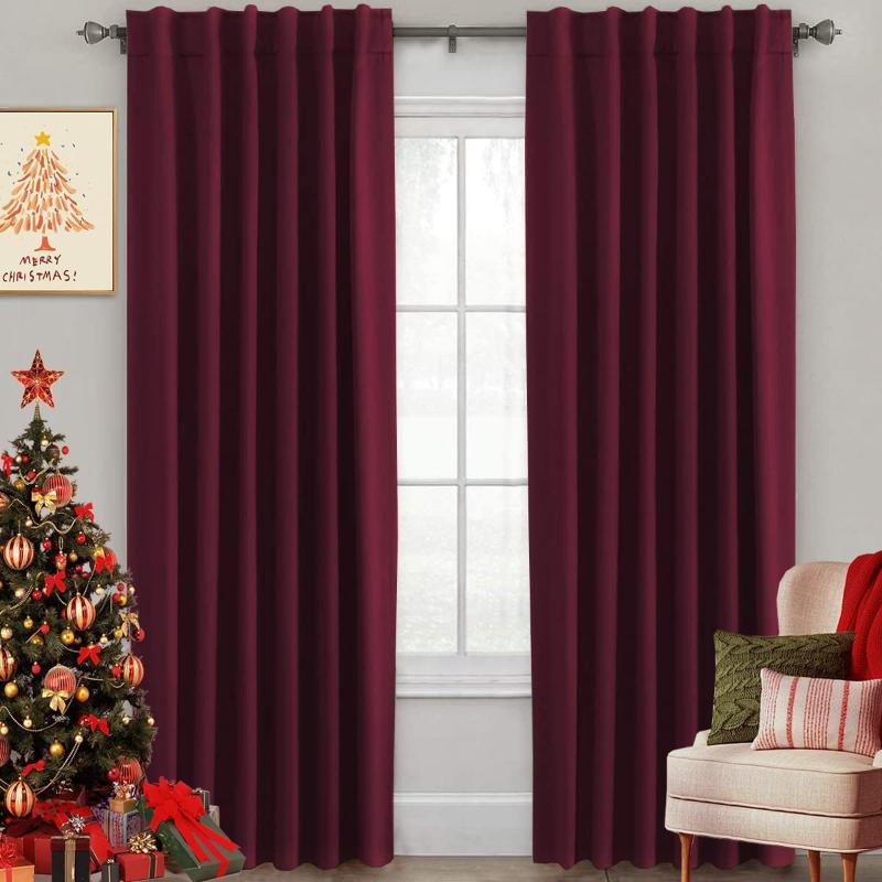 2pcs H.VERSAILTEX Blackout Curtains Thermal Insulated Window Treatment Panels Room Darkening Blackout Drapes for Living Room Back Tab/Rod Pocket Bedroom Draperies