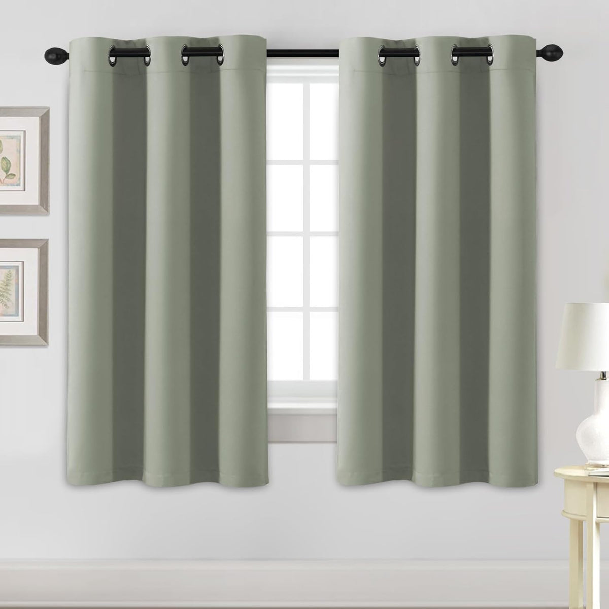 H.VERSAILTEX Stone Blue Blackout Curtains for Bedroom/Living Room 2 Panels Set - Thermal Insulated Room Darkening Grommet Top Blue Curtains