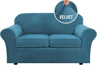 H.VERSAILTEX Modern Velvet Plush High Stretch Sofa Slipcover Furniture Protector Form Fit Luxury Thick Sofa Cover for 3 Cushion Couch, Machine Washable Width Up to 90 Inch