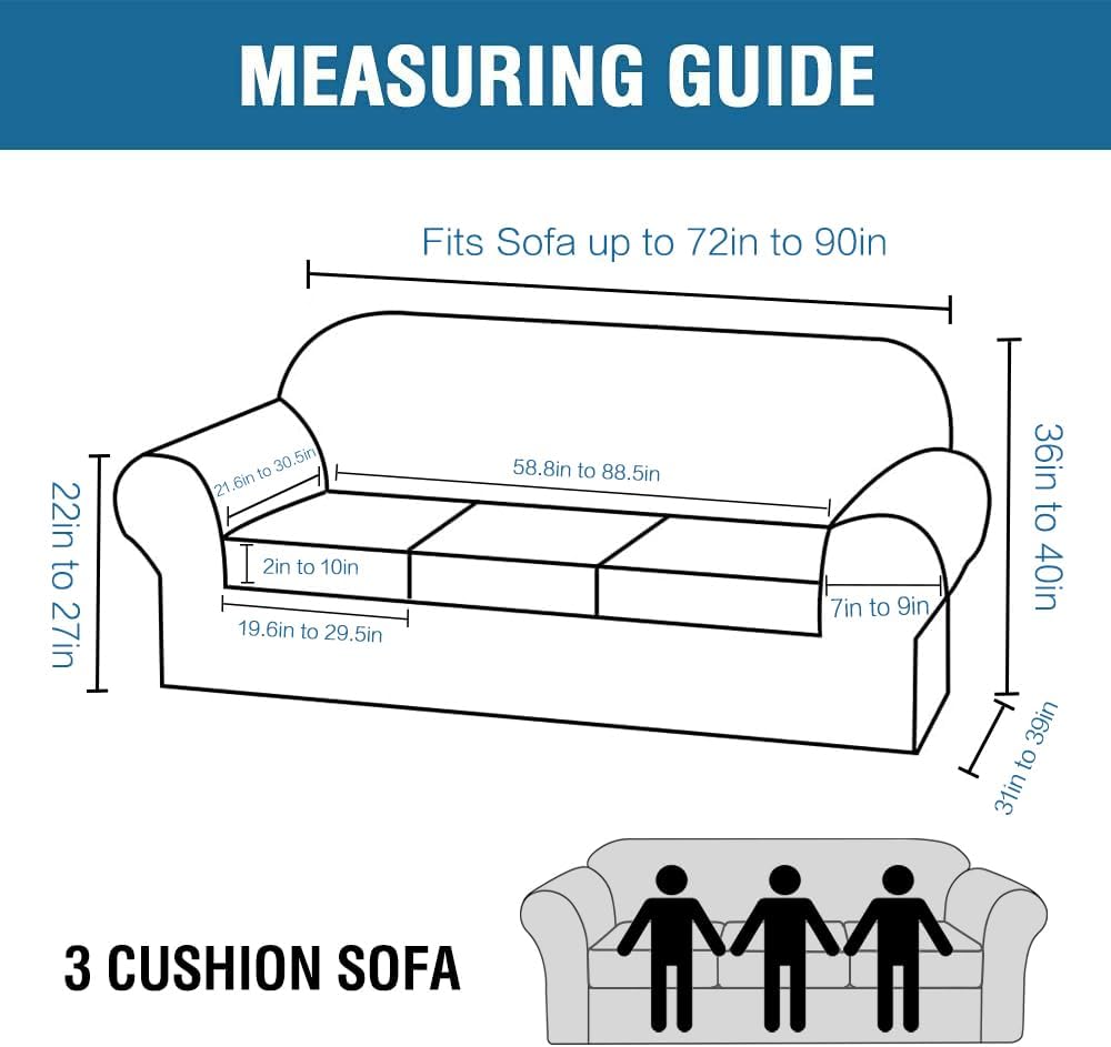 H.VERSAILTEX Modern Velvet Plush High Stretch Sofa Slipcover Furniture Protector Form Fit Luxury Thick Sofa Cover for 3 Cushion Couch, Machine Washable Width Up to 90 Inch