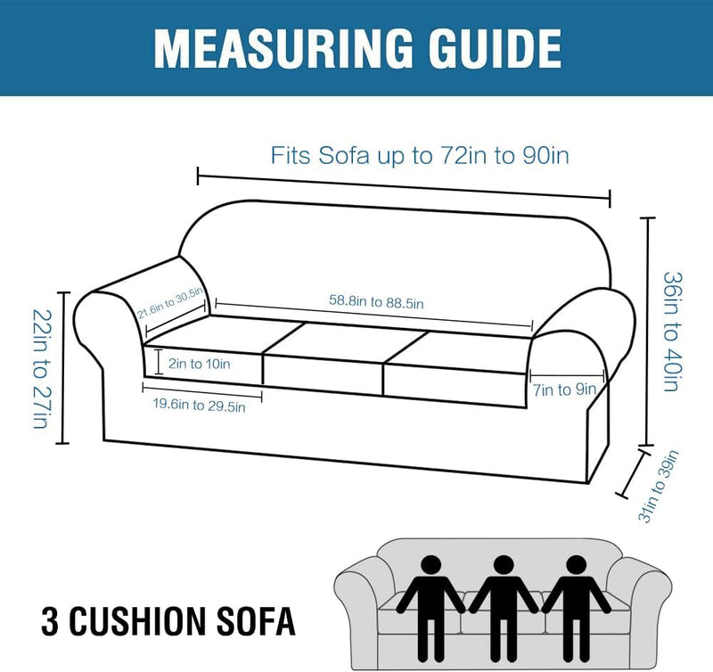 H.VERSAILTEX Modern Velvet Plush High Stretch Sofa Slipcover Furniture Protector Form Fit Luxury Thick Sofa Cover for 3 Cushion Couch, Machine Washable Width Up to 90 Inch