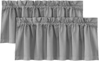 H.VERSAILTEX 100% Blackout Valances for Windows,Kitchen Window Valances Short Grey Window Valance Curtains for Living Room/Bedroom/Bathroom Privacy Decorative Rod Pocket,2 Pack, 52" x 18", Dove Gray