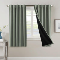 H.VERSAILTEX 100% Blackout Curtains for Bedroom with Black Liner Full Room Darkening Curtains 84 Inch Long Thermal Insulated Back Tab/Rod Pocket Window Drapes for Living Room, 2 Panels, Natural Sand