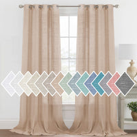 H.VERSAILTEX Linen Sheer Curtains Semi Sheer Light Filtering Window Drapes 2 Panels