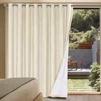 2pcs H.VERSAILTEX Linen Blackout Curtains Durable Thick Textured Linen Look 100% Blackout Patio Door Curtain, Anti Rust Grommet Extra Wide Sliding Glass Door Curtains