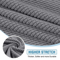 Turquoize 3-Piece Separate Slipcovers Textured Grid Stretch Non-Slip L Shape Sofa Seat Covers for Both Left/Right Sectional Couch (Seat Only: 1 Chaise + 2 Sofa,Dove）