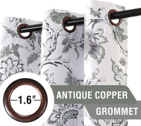 Turquoize Blackout Curtains 2 Panels Set Floral Print Drapes for Bedroom Thermal Insulated Grommet Window Curtain for Living Room(52"x 108",Antique Green Floral)