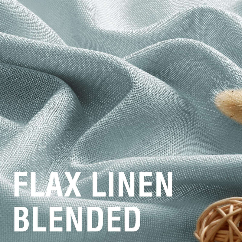 Turquoize Classic Natural Linen Privacy Curtains Light Filtering for Living Room 2 Panels Back Tab, 52" x 63" , Cloud Blue