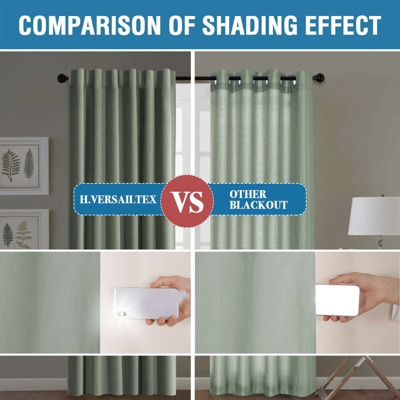 Turquoize Classic 100% Blackout Curtains, Sage Solid Print, 2 Panels, 42 x 63 In