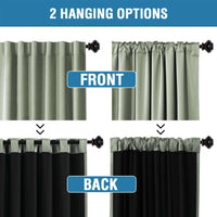 Turquoize Classic 100% Blackout Curtains, Sage Solid Print, 2 Panels, 42 x 63 In