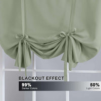 Turquoize Blackout Tie up Shades Kitchen Curtains Thermal Insulated for Bedroom, Rod Pocket 2 Panels(42" x 63",Light Sage)