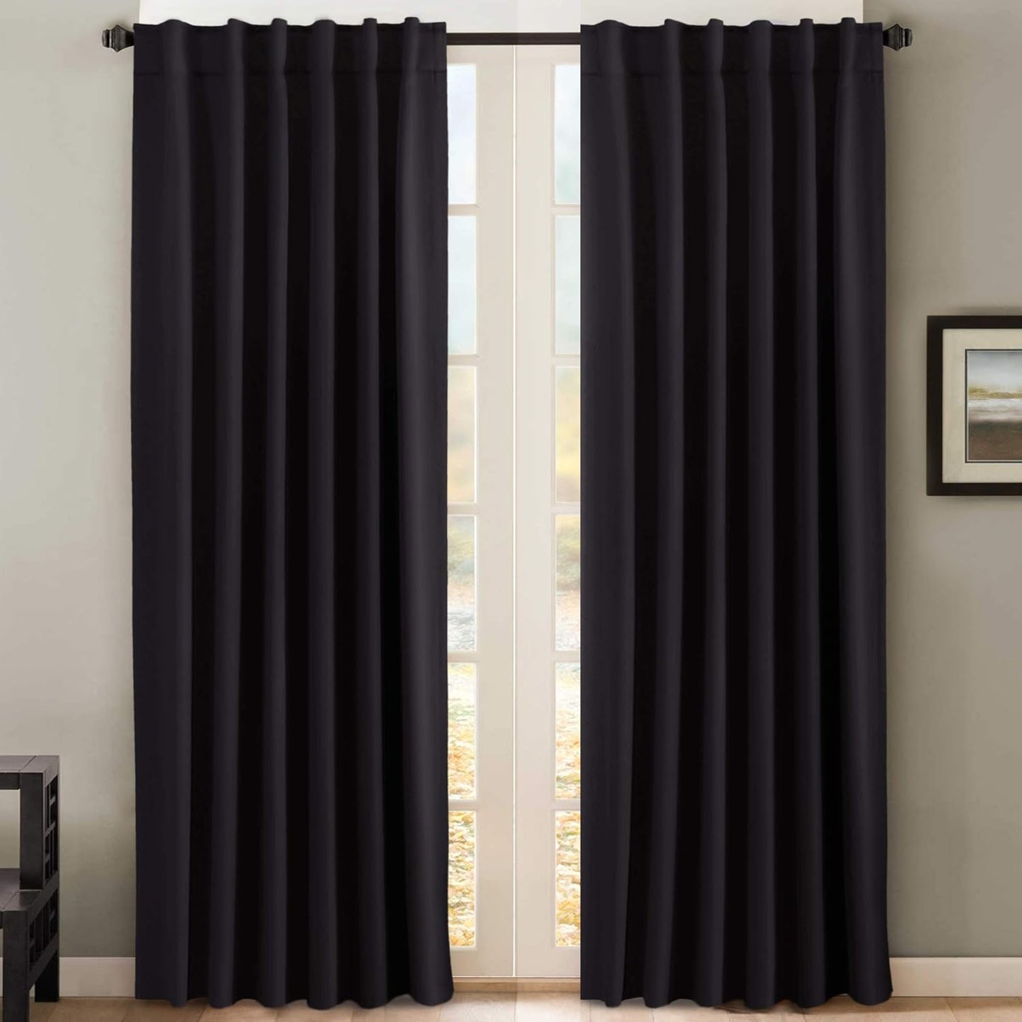 2pcs H.VERSAILTEX Blackout Curtains Thermal Insulated Window Treatment Panels Room Darkening Blackout Drapes for Living Room Back Tab/Rod Pocket Bedroom Draperies