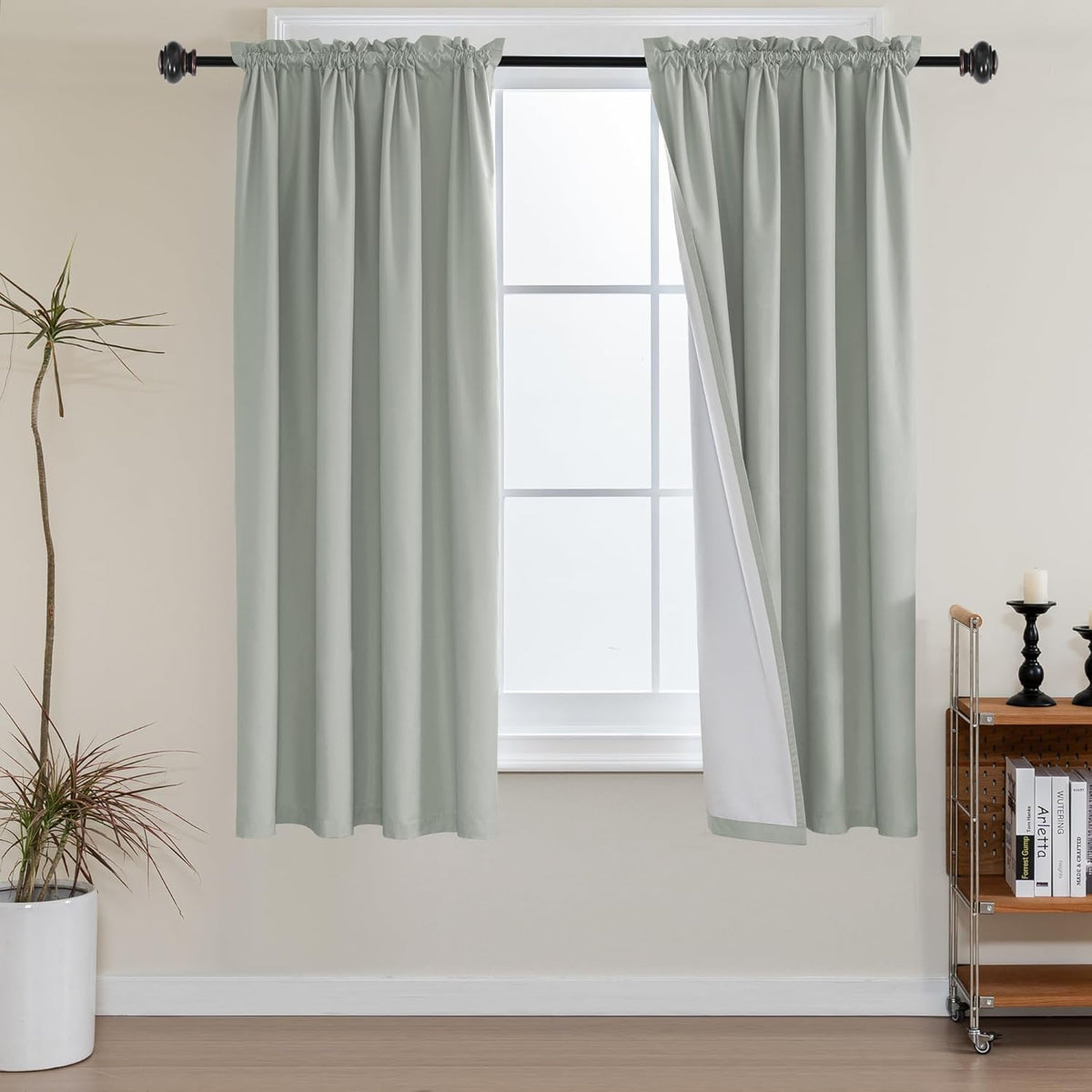 H.VERSAILTEX 100% Blackout Curtains for Kitchen Thermal Insulated Full Blackout Curtains with White Liners Energy Efficiency Window Rod Pocket Draperies