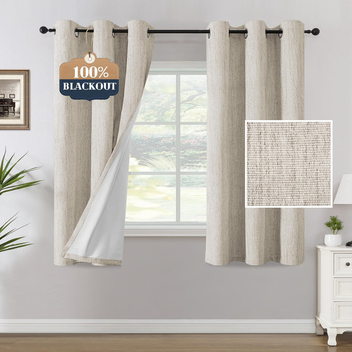 H.VERSAILTEX Chenille Curtains 96 inch Length 2 Panels 100% Blackout Drapes for Bedroom Living Room with White Flocking Coating Back Insulated Anti-Rust Grommet, Heathered Dove Gray(Not Solid)