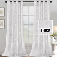 h.versailtx Linen Blended Curtains Natural Linen Textured Light Filtering Nickel Grommet 2 Panel Sets product image