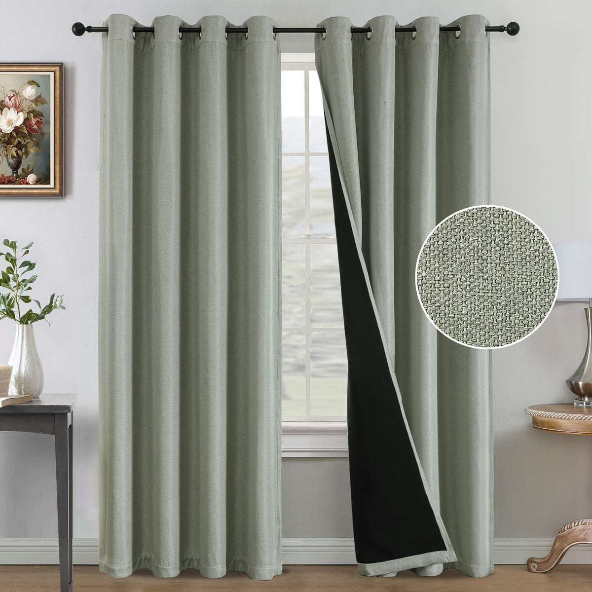 H.VERSAILTEX Farmhouse Boho Curtains for Living Room 90% Blackout Energy Efficient Grommet 2 Panels