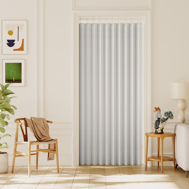 h.versailtx 100% Blackout Linen Door Curtain Accordion Folding Privacy Room Divider with Hooks product image