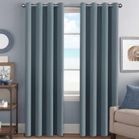 H.VERSAILTEX Stone Blue Blackout Curtains for Bedroom/Living Room 2 Panels Set - Thermal Insulated Room Darkening Grommet Top Blue Curtains