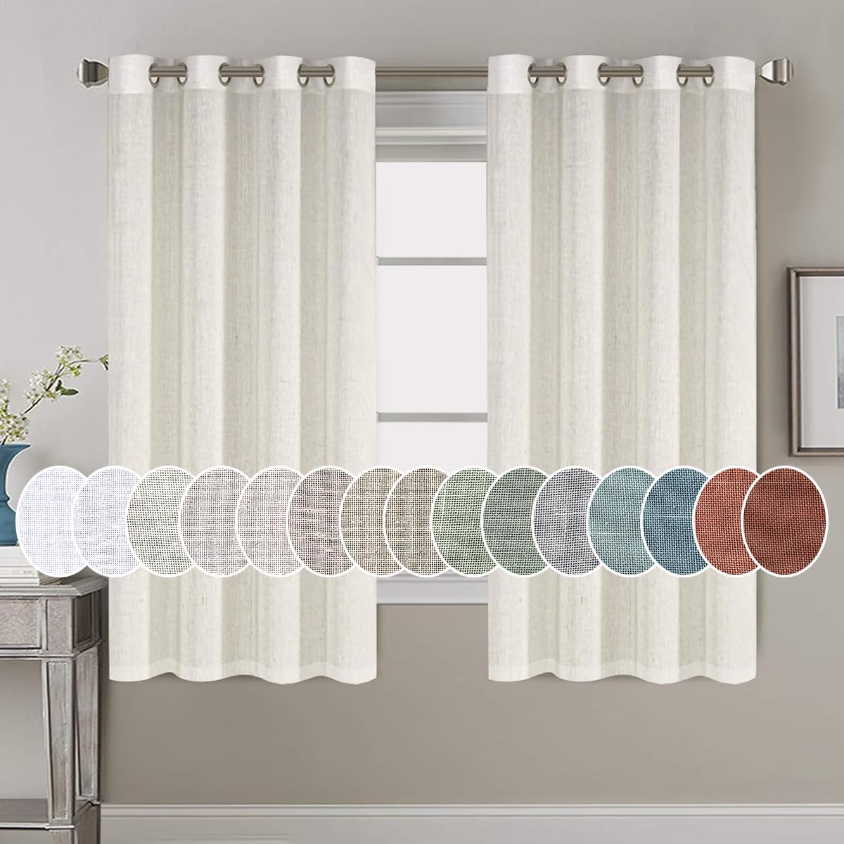 H.VERSAILTEX Elegant Natural Linen Blended Energy Efficient Light Filtering Linen Textured Curtains/Nickel Grommet Window Treatments Panels/Drapes