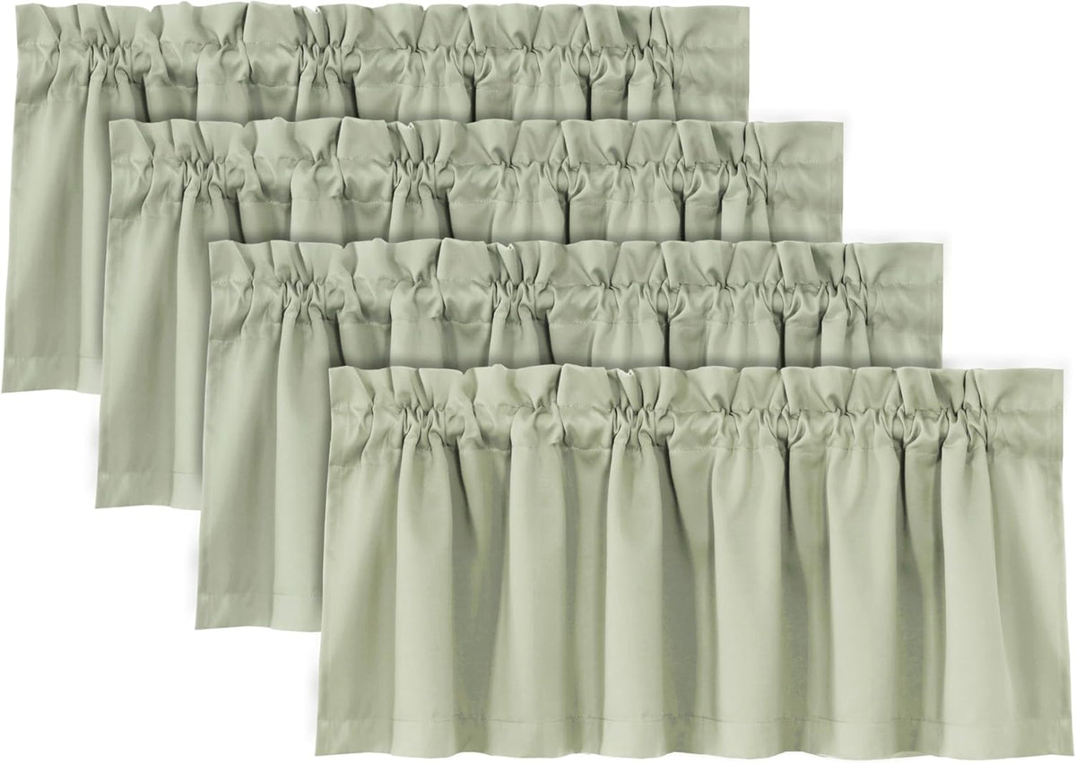 H.VERSAILTEX 100% Blackout Valances for Windows,Kitchen Window Valances Short Grey Window Valance Curtains for Living Room/Bedroom/Bathroom Privacy Decorative Rod Pocket,2 Pack, 52" x 18", Dove Gray