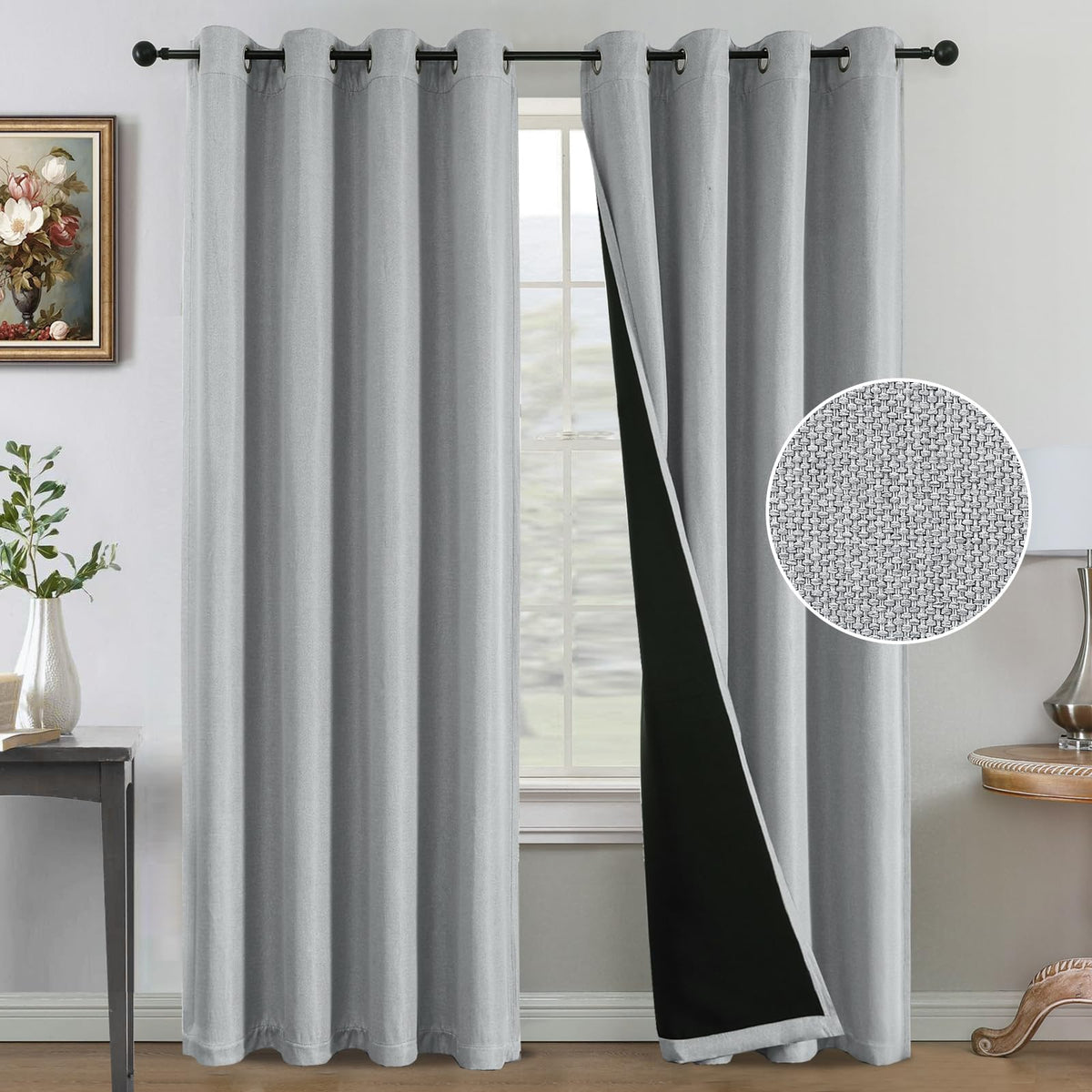 H.VERSAILTEX Farmhouse Boho Curtains for Living Room 90% Blackout Energy Efficient Grommet 2 Panels