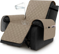 H.VERSAILTEX 100% Waterproof Recliner Chair Covers, Recliner Covers Non-Slip Stay in Place, Thick Cover for Recliner Chair with Pocket, Dog Couch Cover Protector Washable(Beige, 28")