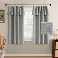 H.VERSAILTEX Linen Curtains with Valance 84 Inch Long 2 Panels Farmhouse Boho Privacy Window Curtains for Living Room Bedroom Ring/Rod Pocket Privacy Light Filtering Drapes, 52x 84 Inch, Heather Sage