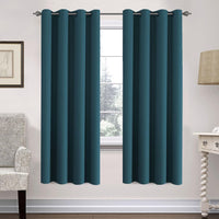 H.VERSAILTEX Stone Blue Blackout Curtains for Bedroom/Living Room 2 Panels Set - Thermal Insulated Room Darkening Grommet Top Blue Curtains