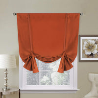 H.VERSAILTEX Blackouts Curtain for Windows - Tie Up Curtains and Valances Set Roman Balloon Blind Rod Pocket Short Curtain for Kitchen/Bathroom/Bay