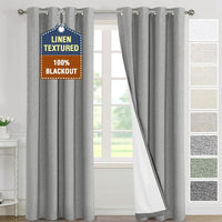 H.VERSAILTEX Elegant Full Coverage Linen 100% Blackout Drapes Heat Blocking Curtains Bedroom Curtain- Ideal for Undisturbed Sleep & Energy Efficiency, 52x84 Inch, Heather Pale Oak(Not Solid)