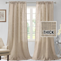 h.versailtx Linen Blended Curtains Light Filtering Burlap Textured Rod Pocket 2 Panel Sets product image