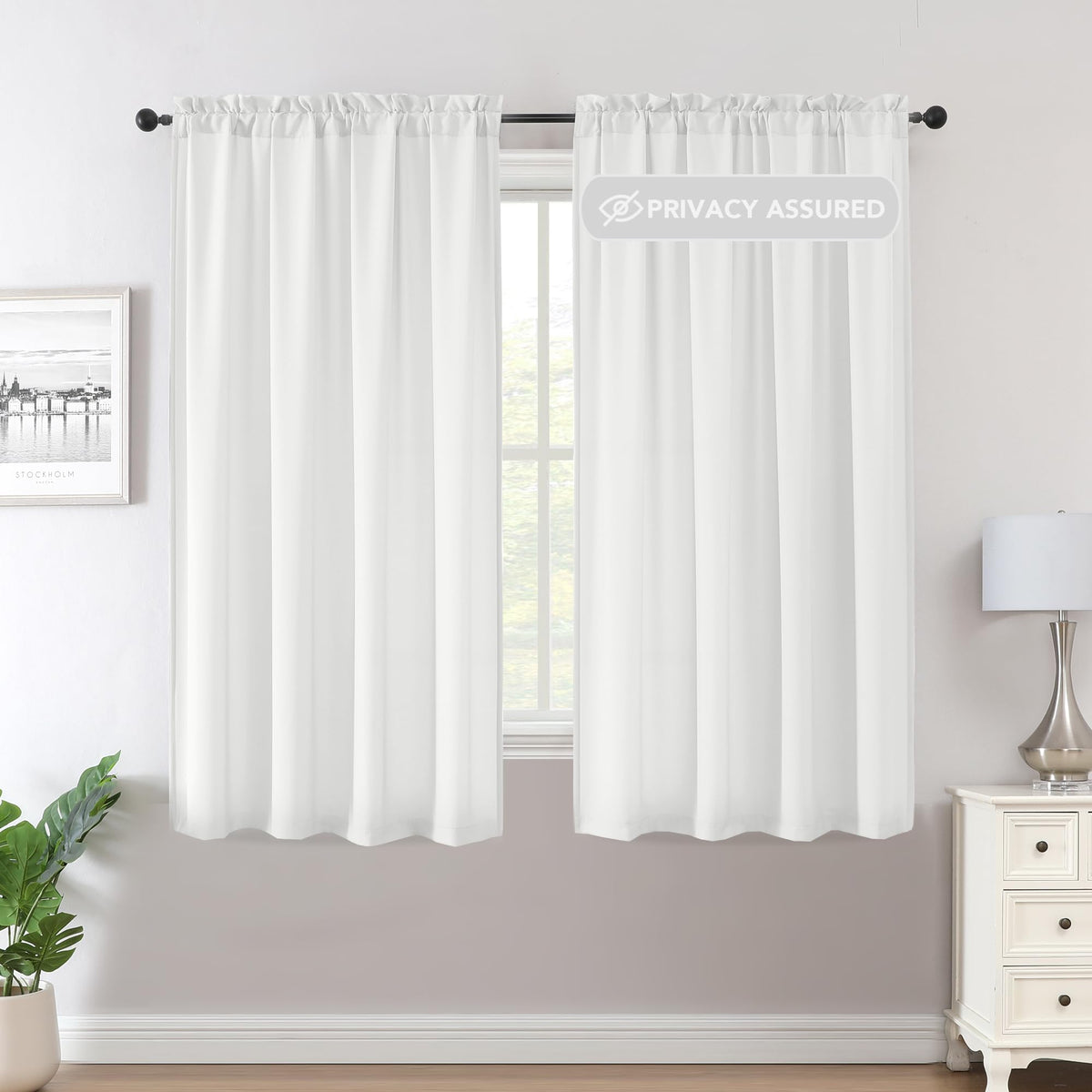 H.VERSAILTEX Sheer Curtains Long Non-See-Through Farmhouse  Privacy Curtains for Living Room Light Filtering Semi Sheer 2 Panels Rod Pocket