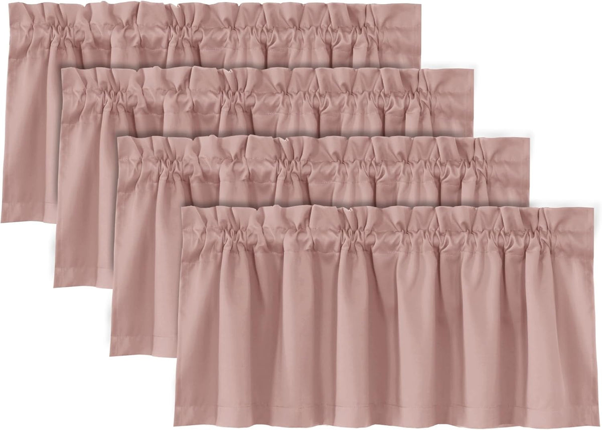 H.VERSAILTEX 100% Blackout Valances for Windows,Kitchen Window Valances Short Grey Window Valance Curtains for Living Room/Bedroom/Bathroom Privacy Decorative Rod Pocket,2 Pack, 52" x 18", Dove Gray