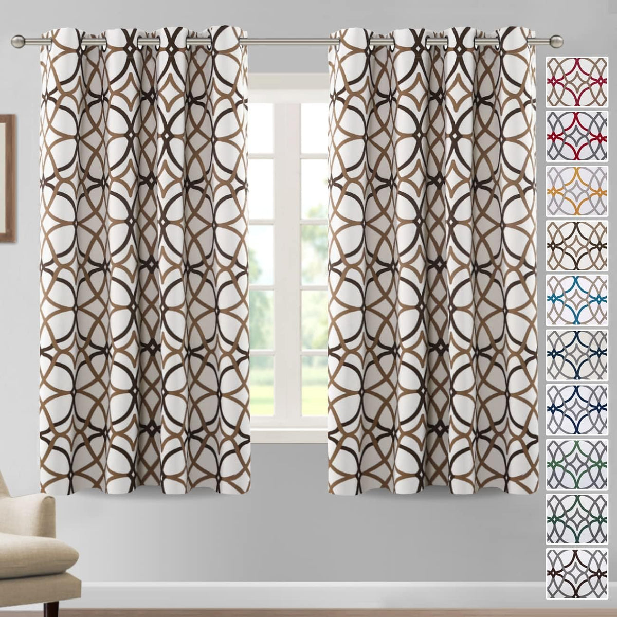 H.VERSAILTEX Blackout Curtains for Bedroom Printed Design 96 Inch Thermal Insulated 2 Panels