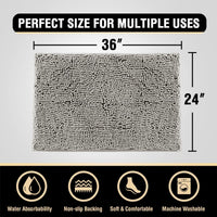 H.VERSAILTEX Bath Mat Bath Rug for Bathroom Luxury Chenille Bathroom Rug Mat Extra Soft and Absorbent Microfiber Shaggy Rugs Non Slip Rug Quick Dry Bath Mat Washable, 24 x 36 Inches, Dove Gray