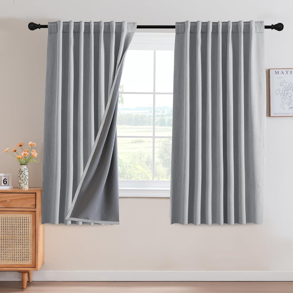 H.VERSAILTEX 100% Blackout Curtains – Back Tab Thermal Insulated Window Drapes, Set of 2