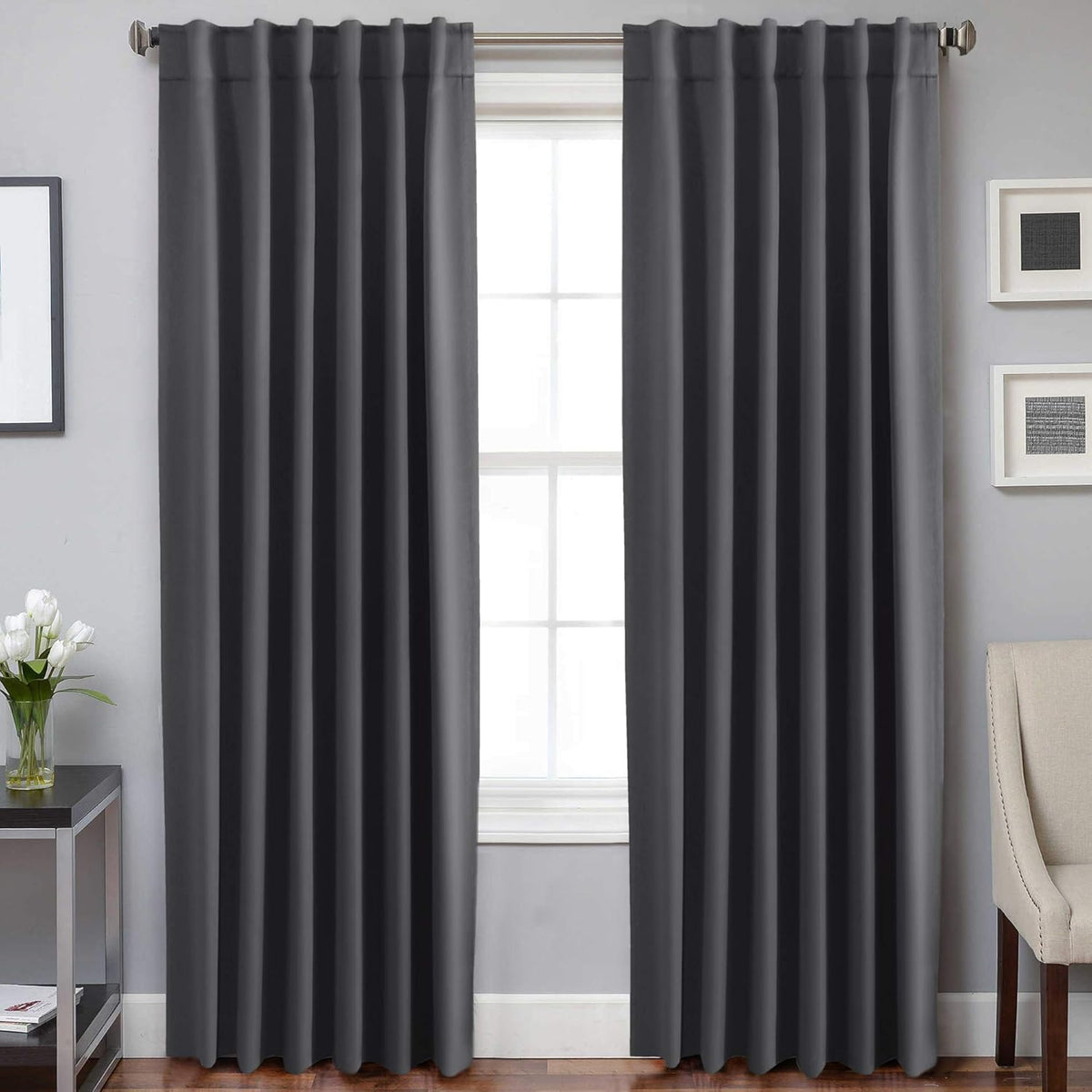 2pcs H.VERSAILTEX Blackout Curtains Thermal Insulated Window Treatment Panels Room Darkening Blackout Drapes for Living Room Back Tab/Rod Pocket Bedroom Draperies