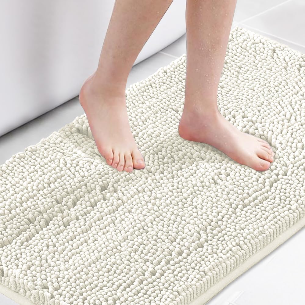 H.VERSAILTEX Bath Rug, Bath Mat Non Slip Bath Mats for Bathroom Floor, Bathroom Rug Extra Thick Chenille Rug Absorbent Soft Shaggy Washable Dry Fast Plush Rugs for Bathtubs