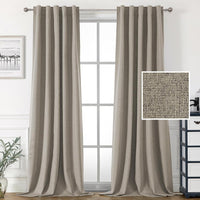 H.VERSAILTEX 100% Blackout Linen Look Curtains for Bedroom 84 inch Light Blocking Drapes with Double Face Linen Back Tab Loop Pocket Textured Burlap Curtains for Living Room 2 Panels, Heather White