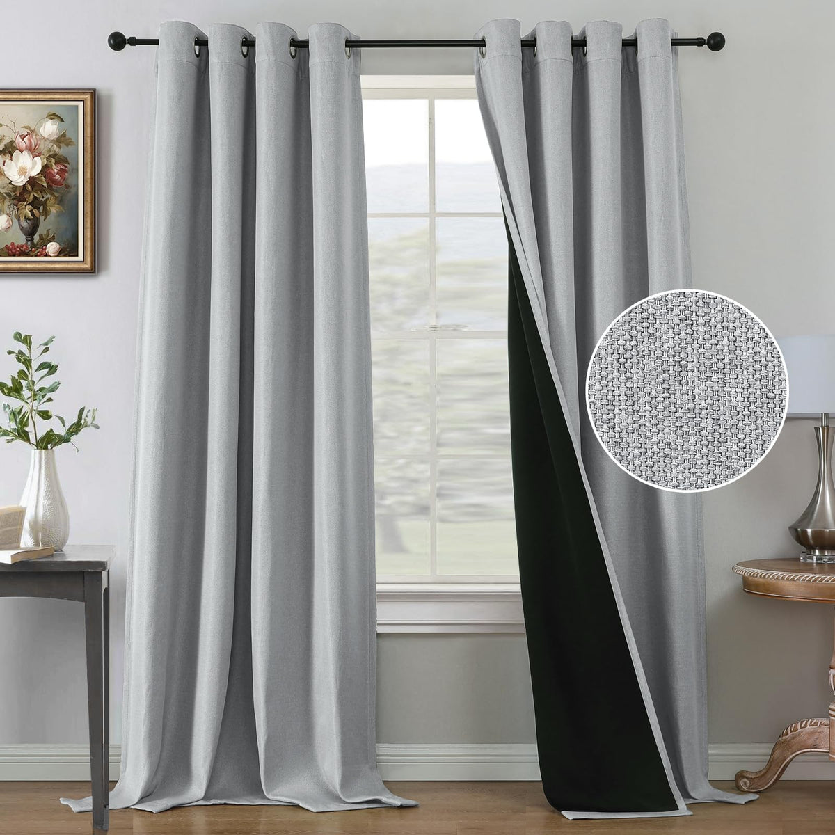 H.VERSAILTEX Farmhouse Boho Curtains for Living Room 90% Blackout Energy Efficient Grommet 2 Panels