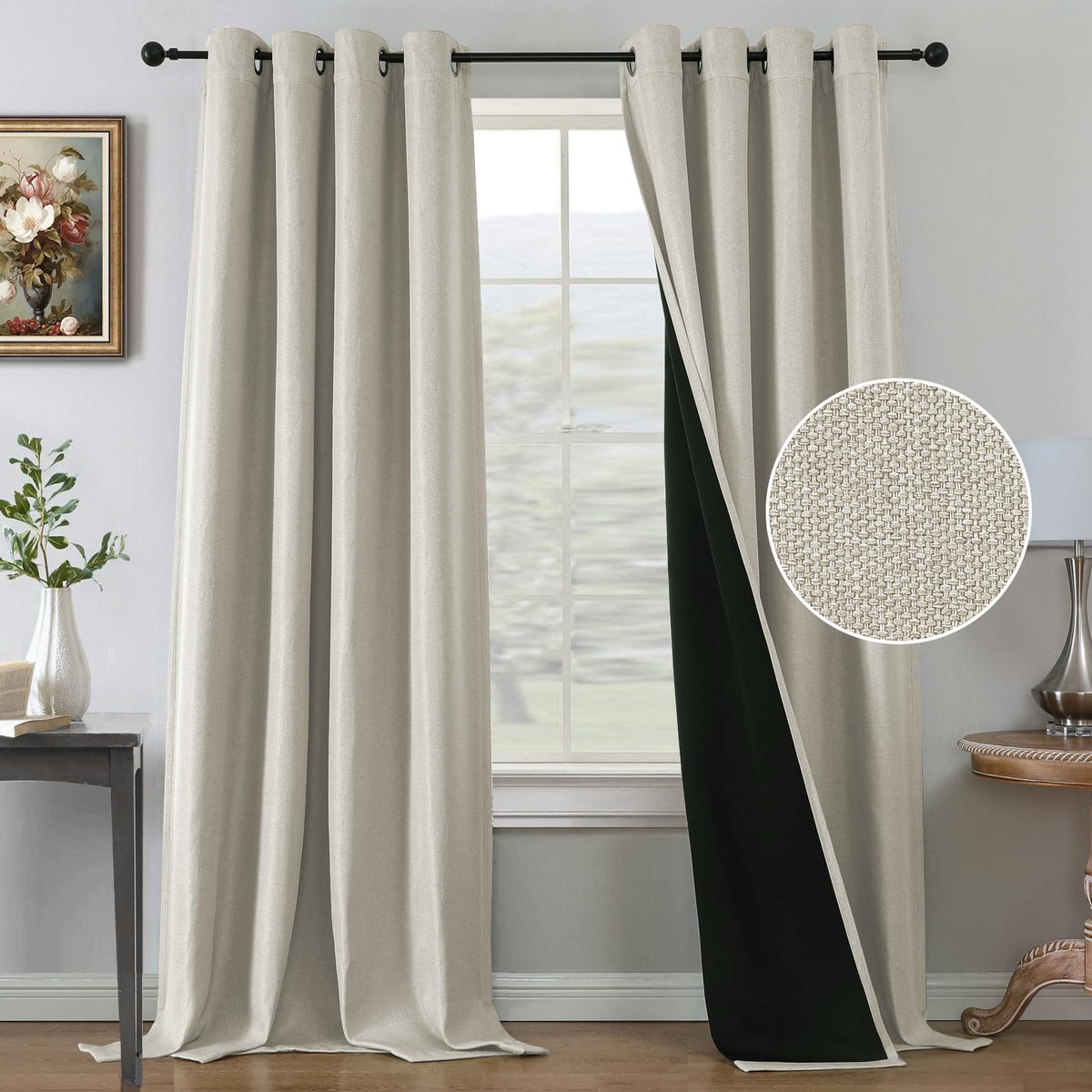 H.VERSAILTEX Farmhouse Boho Curtains for Living Room 90% Blackout Energy Efficient Grommet 2 Panels