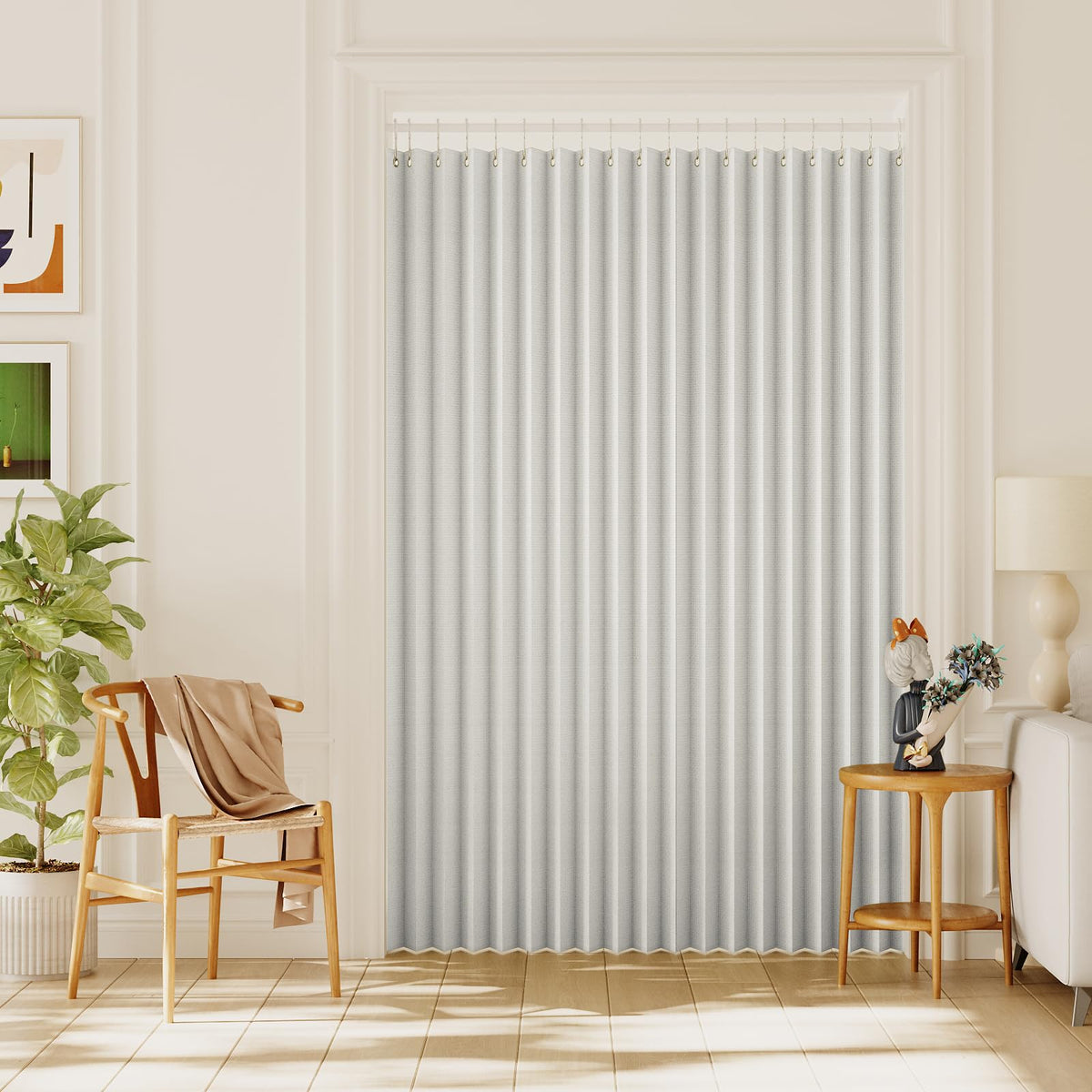 h.versailtx 100% Blackout Linen Door Curtain Accordion Folding Privacy Room Divider with Hooks product image