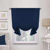 H.VERSAILTEX Blackouts Curtain for Windows - Tie Up Curtains and Valances Set Roman Balloon Blind Rod Pocket Short Curtain for Kitchen/Bathroom/Bay