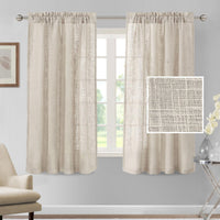 Linen Blended Curtains Light Filtering Burlap Textured Rod Pocket 2 Panel Sets product feature or detail image