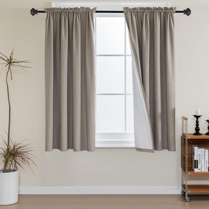 100% Blackout White Liners Window Rod Pocket Curtains