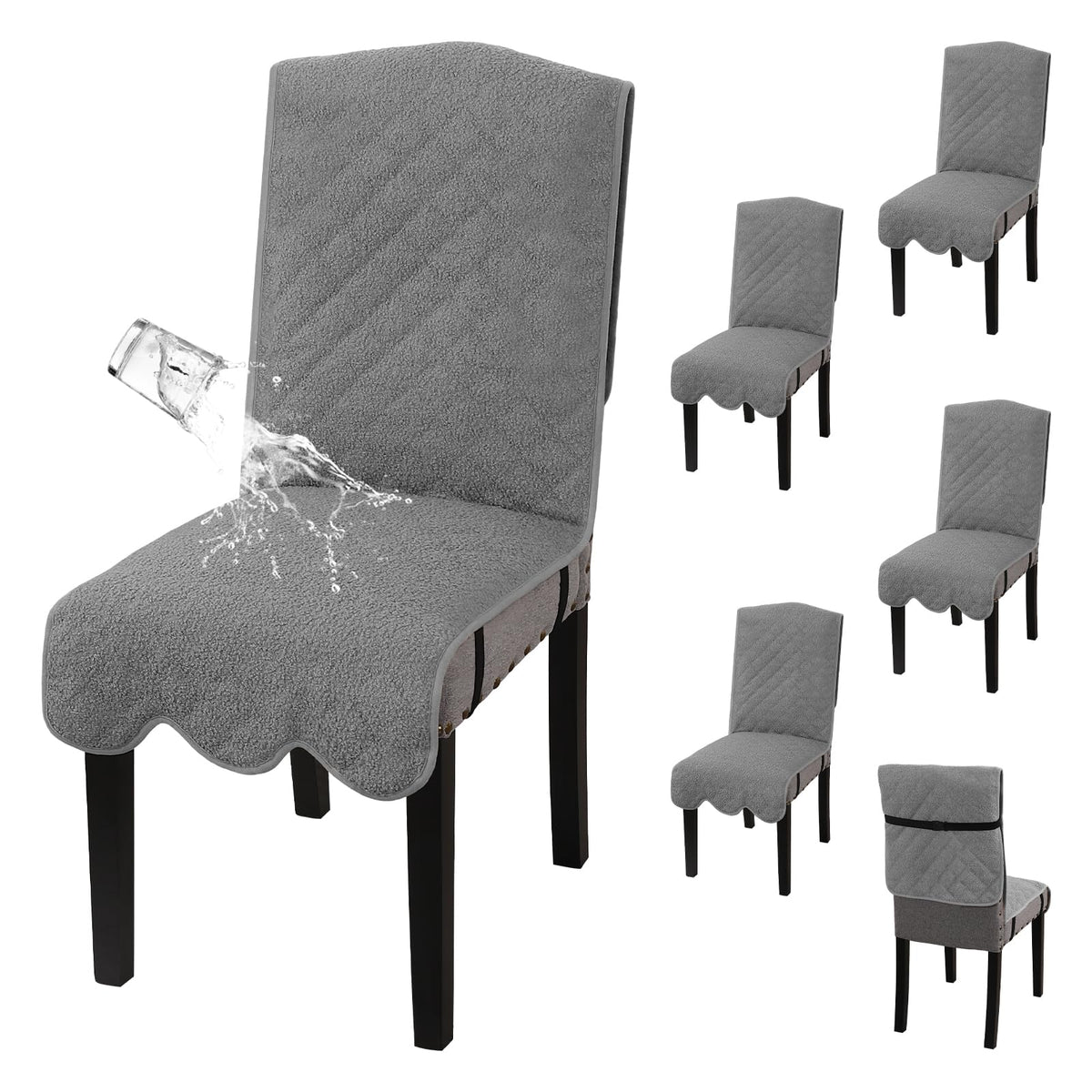 H.VERSAILTEX 100% Waterproof Dining Chair Covers Teddy Fleece Kitchen Chair Covers Parson Chair Slipcovers