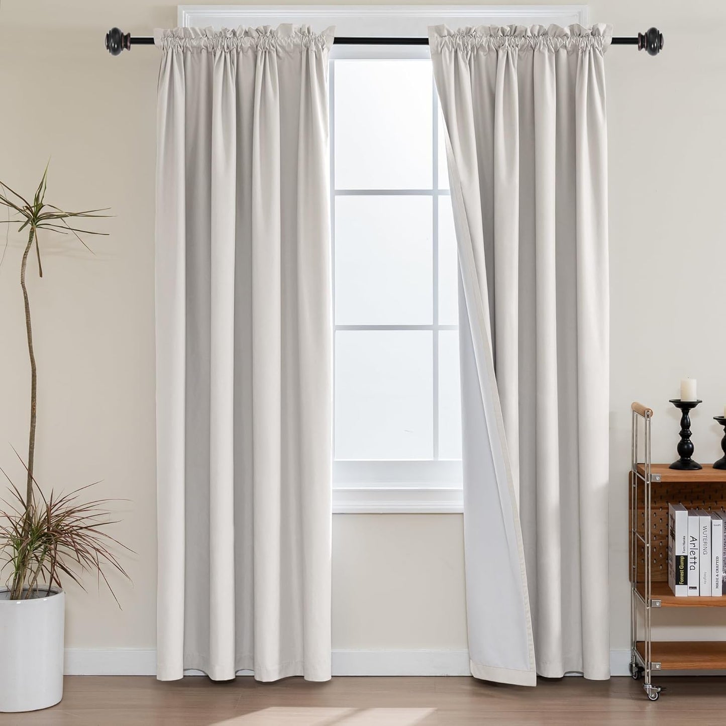100% Blackout White Liners Window Rod Pocket Curtains