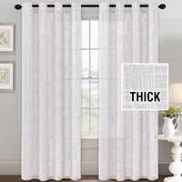 h.versailtx Linen Blended Curtains Natural Linen Textured Light Filtering Nickel Grommet 2 Panel Sets product image